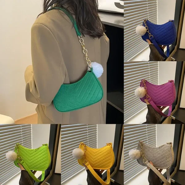 Mini Women Shoulder Bags Fashion Felt Women's Bag Design Advanced Underarm Handbags Mini Saddle Bag - Image 3