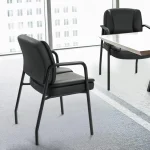 Office Guest Chair Waiting Room Reception Chairs Set of 2, PU Leather Executive Desk Chair with Padded Armrests for Meeting