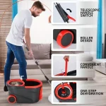 Spinning Mop And Bucket Set, Mop Bucket Set, 360° Spinning Mop Bucket System With 3 Microfiber Replacement Heads - Image 2