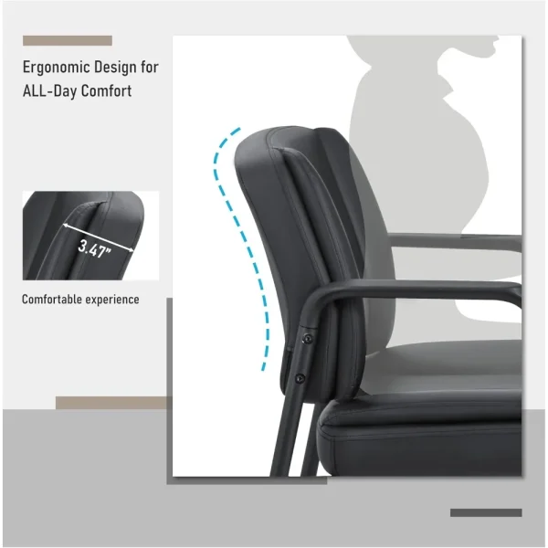 Office Guest Chair Waiting Room Reception Chairs Set of 2, PU Leather Executive Desk Chair with Padded Armrests for Meeting - Image 3