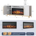 68" TV Cabinet with 36" Electric Fireplace Heater with Sound, Entertainment Center for TVs Up to 75", Console Table with Storage - Image 3