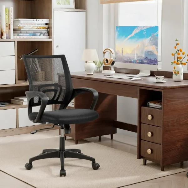 BestOffice Ergonomic Office Chair | Mid-Back Swivel Desk Chair | Breathable Backrest & Lumbar Support | Adjustable Height - Image 3