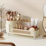 2-in-1 Heart Makeup Organizer | 360° Rotating, Large Capacity Cosmetic & Skincare Storage Box, Durable Vanity Organizer.