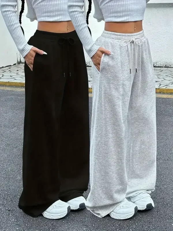 Men'S Casual Jogger Pants - Loose Fit Straight-Leg Trousers with Drawstring Waist, All-Season Comfort, Solid Color, Regular Fit - Image 3