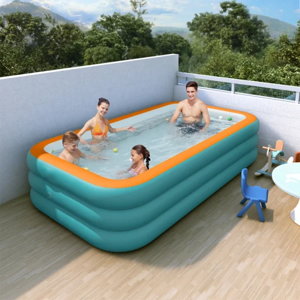 Inflatable Pool for Outdoor Water Parties Adult & Children's Swimming Pool, Rectangular Foldable Pool for Backyard Entertainment - Image 2