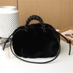 Women's Crossbody Pumpkin Plush Bag Cute Tote Bags Autumn Winter Fashion Solid Color Handbag Travel Shoulder Bags - Image 4