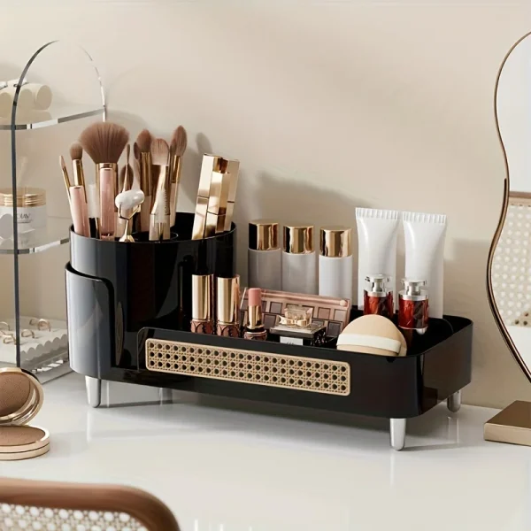 2-in-1 Heart Makeup Organizer | 360° Rotating, Large Capacity Cosmetic & Skincare Storage Box, Durable Vanity Organizer. - Image 3