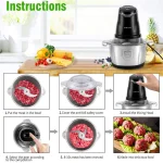 SOKANY7020 Meat Grinder, Electric Cooking Machine, Vegetable Chopper and Garlic Mincer, Garlic Paste Wizard, 2-Liter Large Capac - Image 3