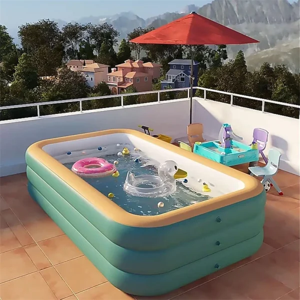 Inflatable Pool for Outdoor Water Parties Adult & Children's Swimming Pool, Rectangular Foldable Pool for Backyard Entertainment - Image 3