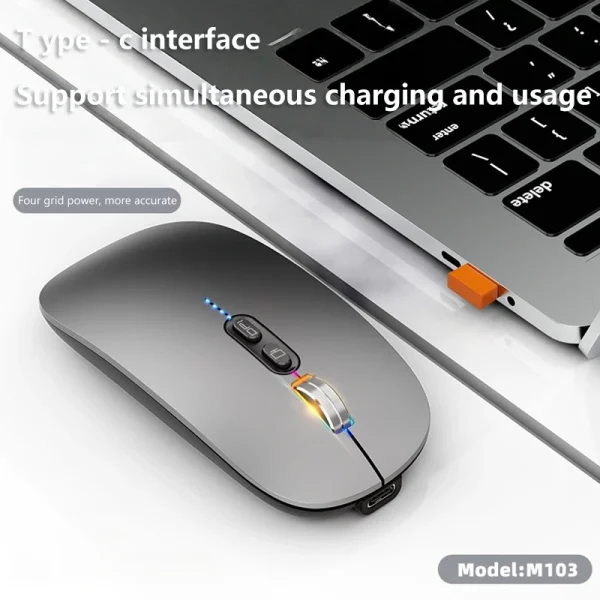 Xiaomi Bluetooth Wireless Dual-Mode Mouse Type-C Charging Portable Silent Mouse Built-in LED Colour Lights Office Universal - Image 2