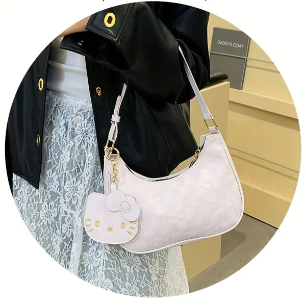 Sanrio 2026 New Sanrio Pink Cute Hello Kitty Armpit Bag, Cartoon Girl Fashion Versatile Shoulder Bag Handbag - Image 3