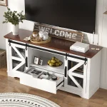 Modern TV Cabinet for TVs up to 60’’, Entertainment Center w/1 Drawer & 2 Storage Cabinets, Large Media Console Cabinet - Image 2